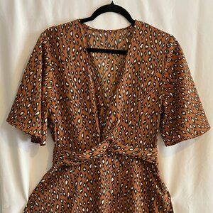 Abstract leopard print dress - Size M - Rusty burnt-orange